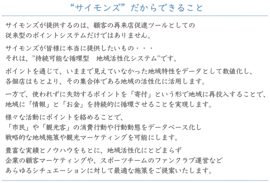 “サイモンズが提供するのは、顧客の再来店促進ツールとしての